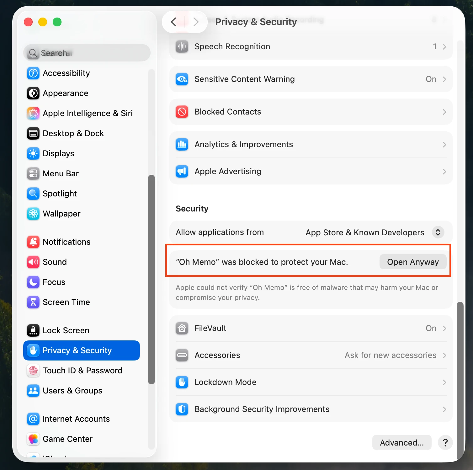 Step 2: Privacy & Security with Open Anyway